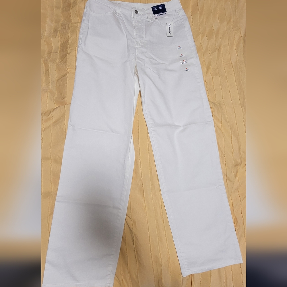 Old Navy High-Rise White Wide Leg Jeans